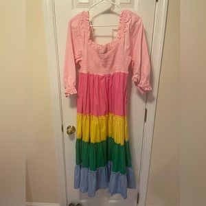 Crown & Ivy Rainbow Tiered Midi Dress